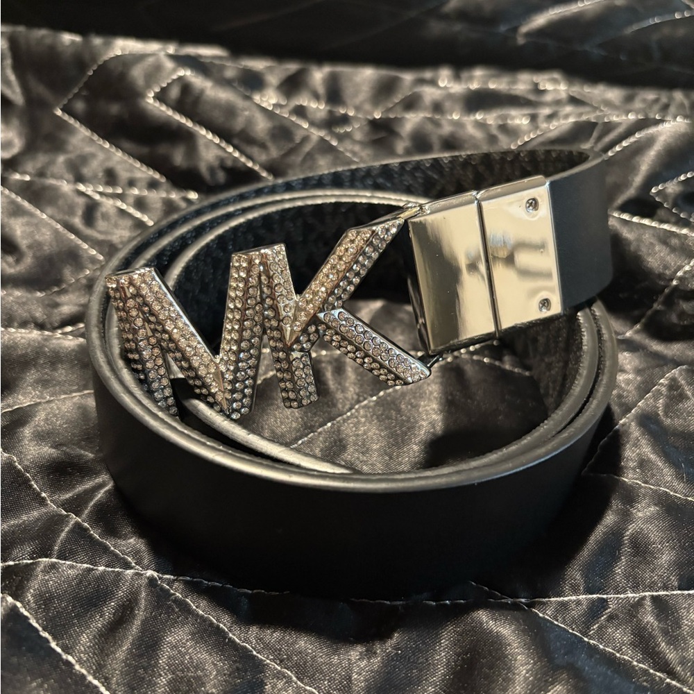 Michael Kors Bling Black Leather Belt